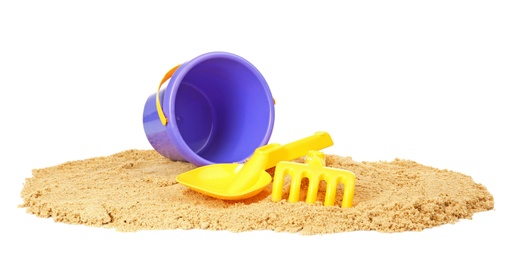 Composition with beach objects on white background