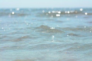 Beautiful sea under blue sky on sunny day, closeup