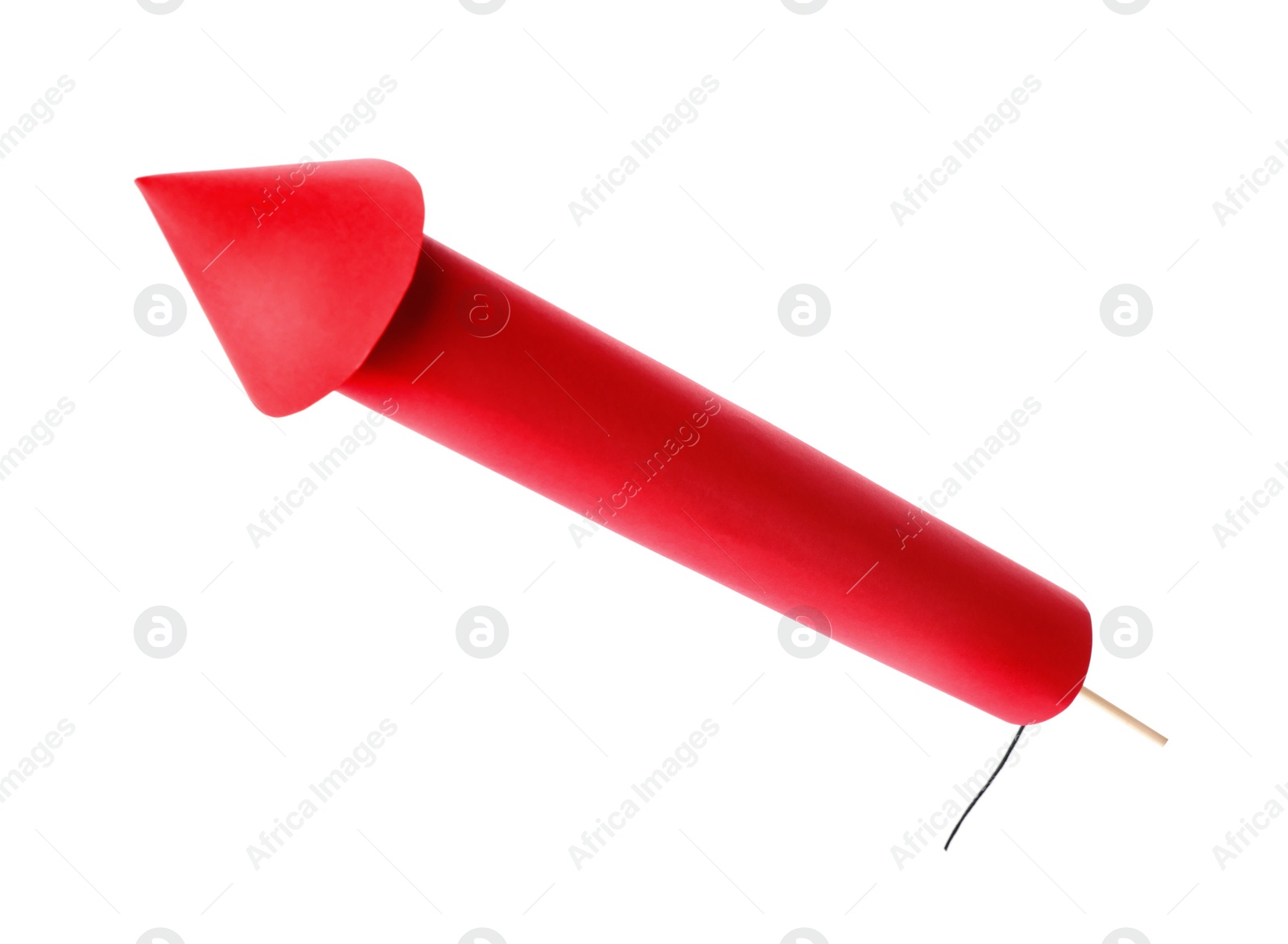 Photo of Firework rocket on white background. Festive decor