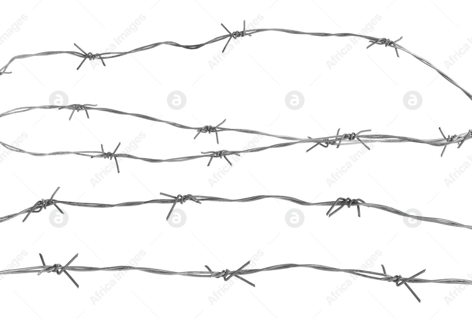 Image of Double twist barbed wire isolated on white, set
