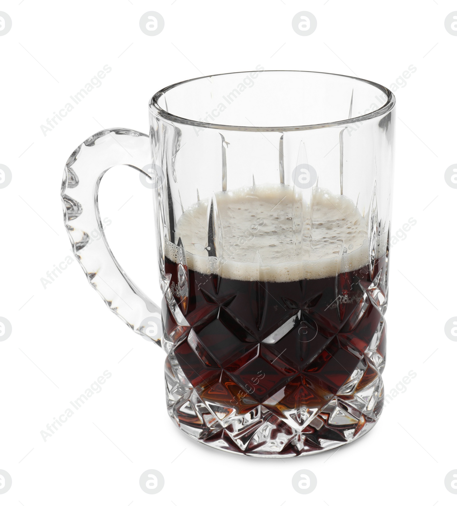 Photo of Half full mug of beer isolated on white