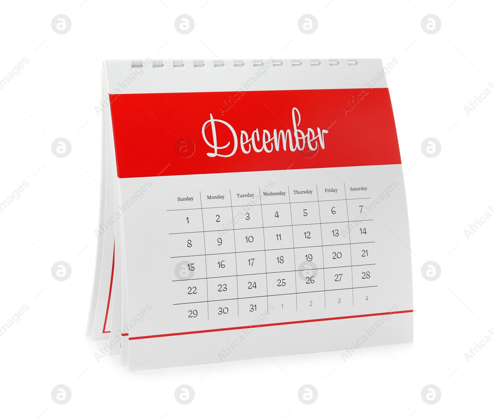 Photo of Paper calendar isolated on white. Planning concept