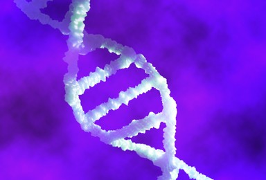 Structure of DNA on purple background. Illustration