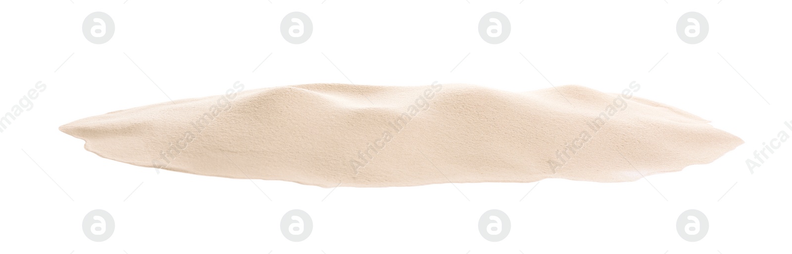 Photo of Pile of dry beach sand on white background