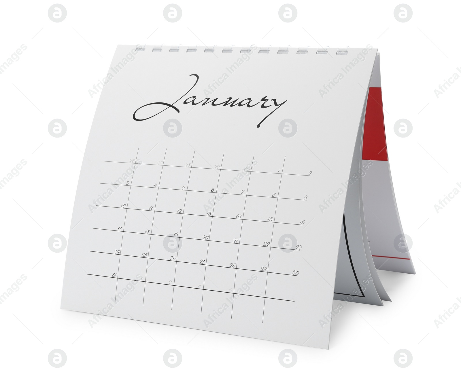 Photo of Paper calendar isolated on white. Planning concept