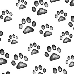 Image of Dog paw prints on white background, pattern