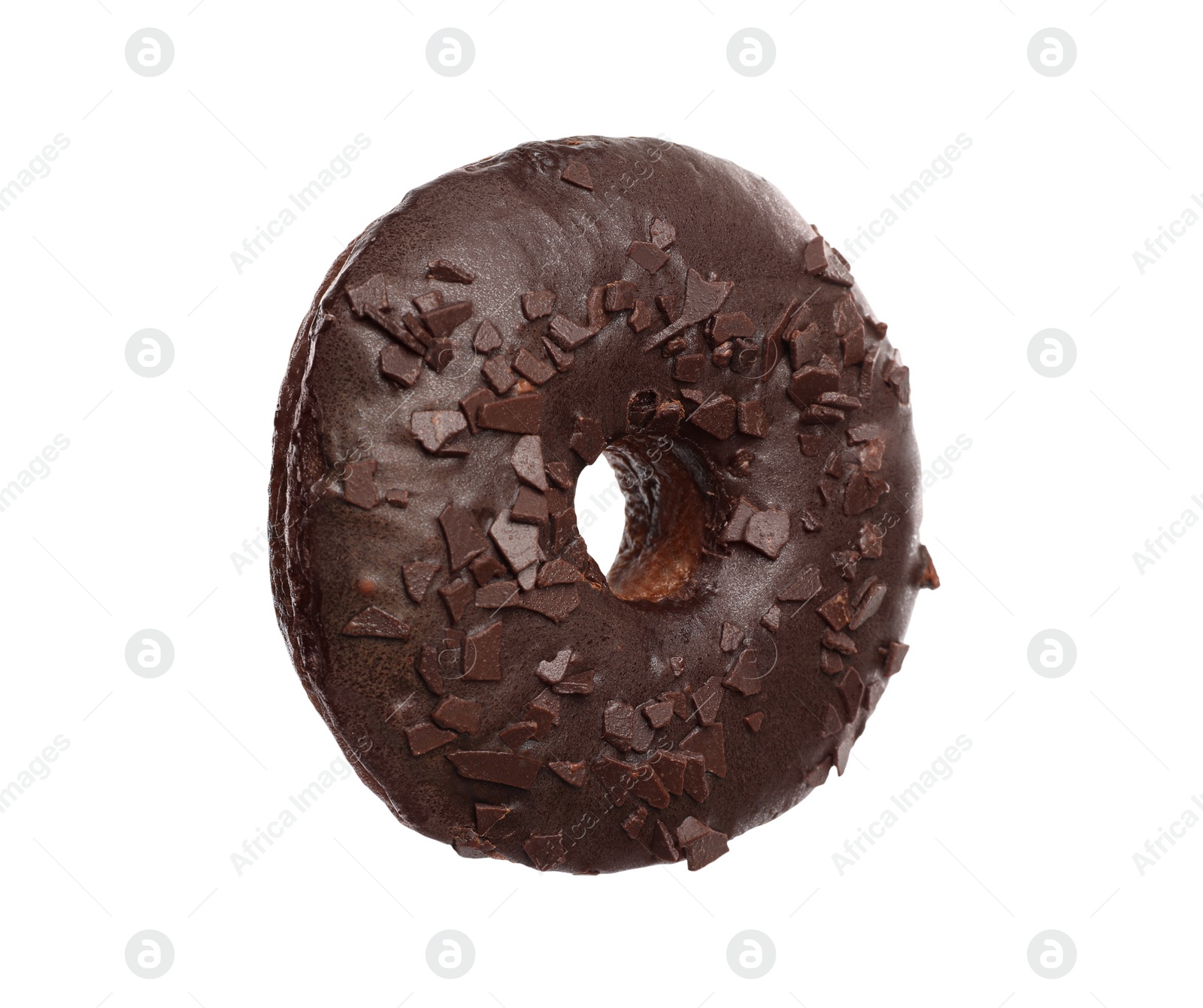 Photo of Sweet tasty glazed donut with chocolate isolated on white