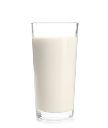 Glass of milk on white background. Fresh dairy product