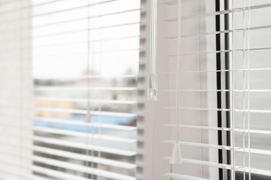 Closeup view of stylish horizontal window blinds