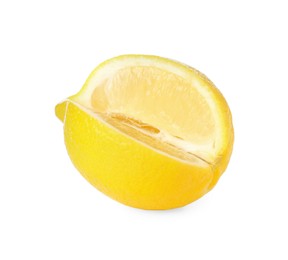 Photo of Cut fresh ripe lemon isolated on white