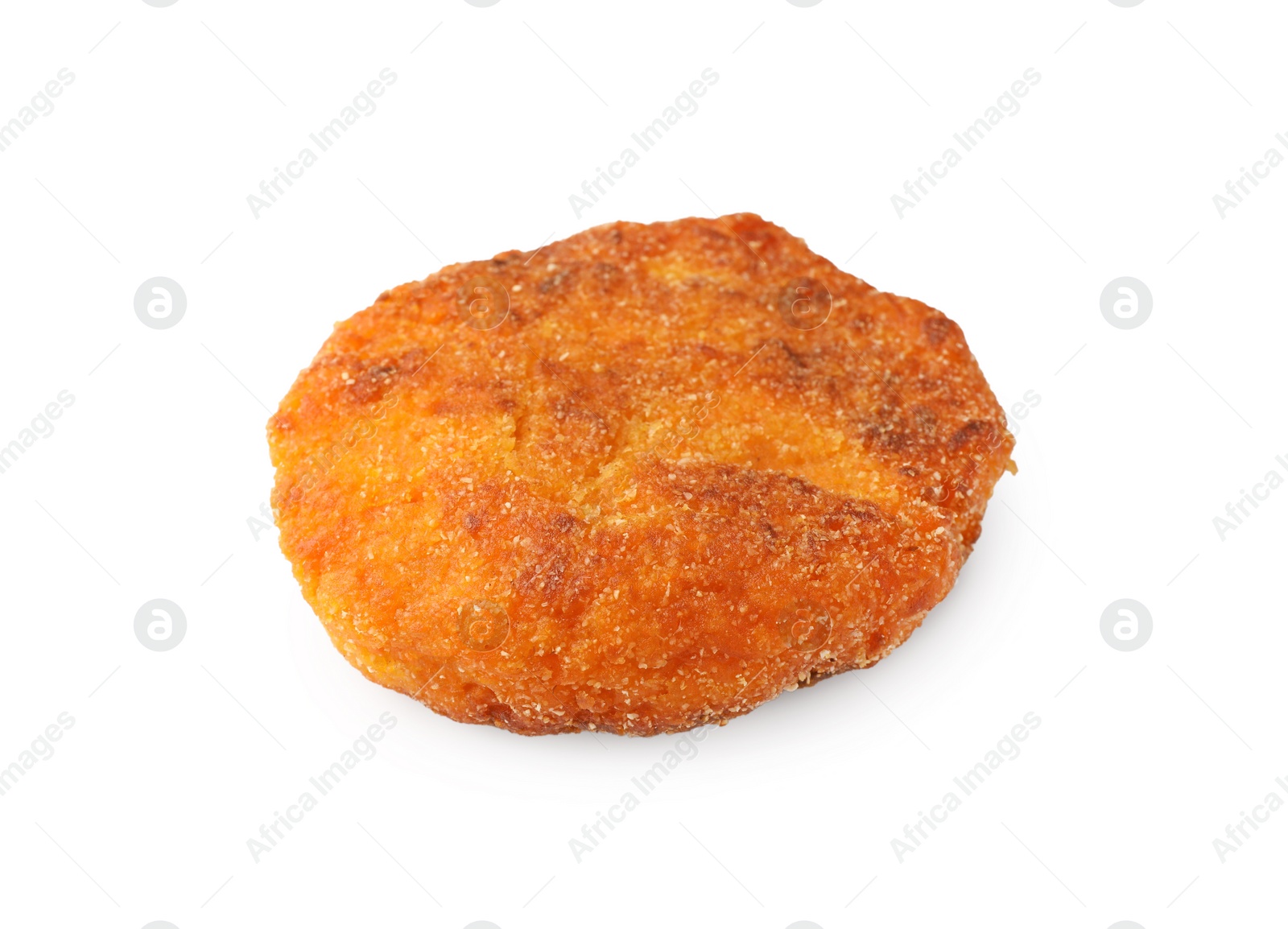 Photo of One tasty vegan cutlet on white background