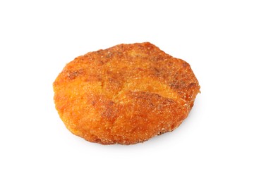 One tasty vegan cutlet on white background