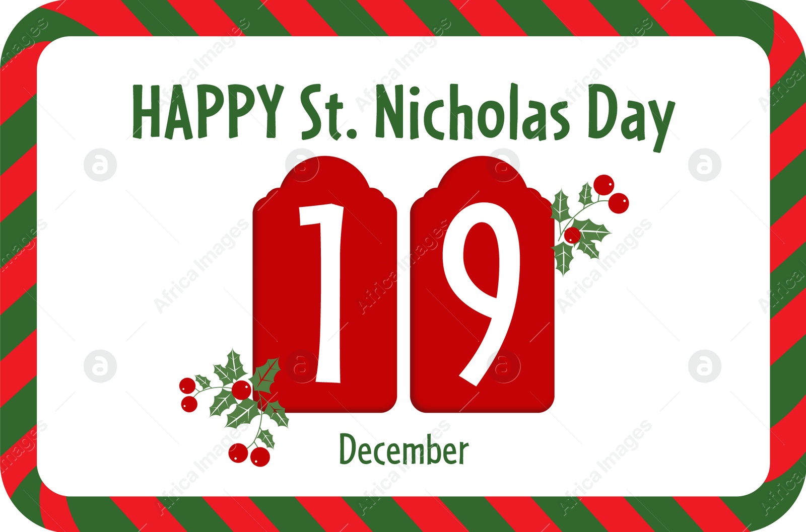 Illustration of Happy Saint Nicholas Day. Greeting card design 