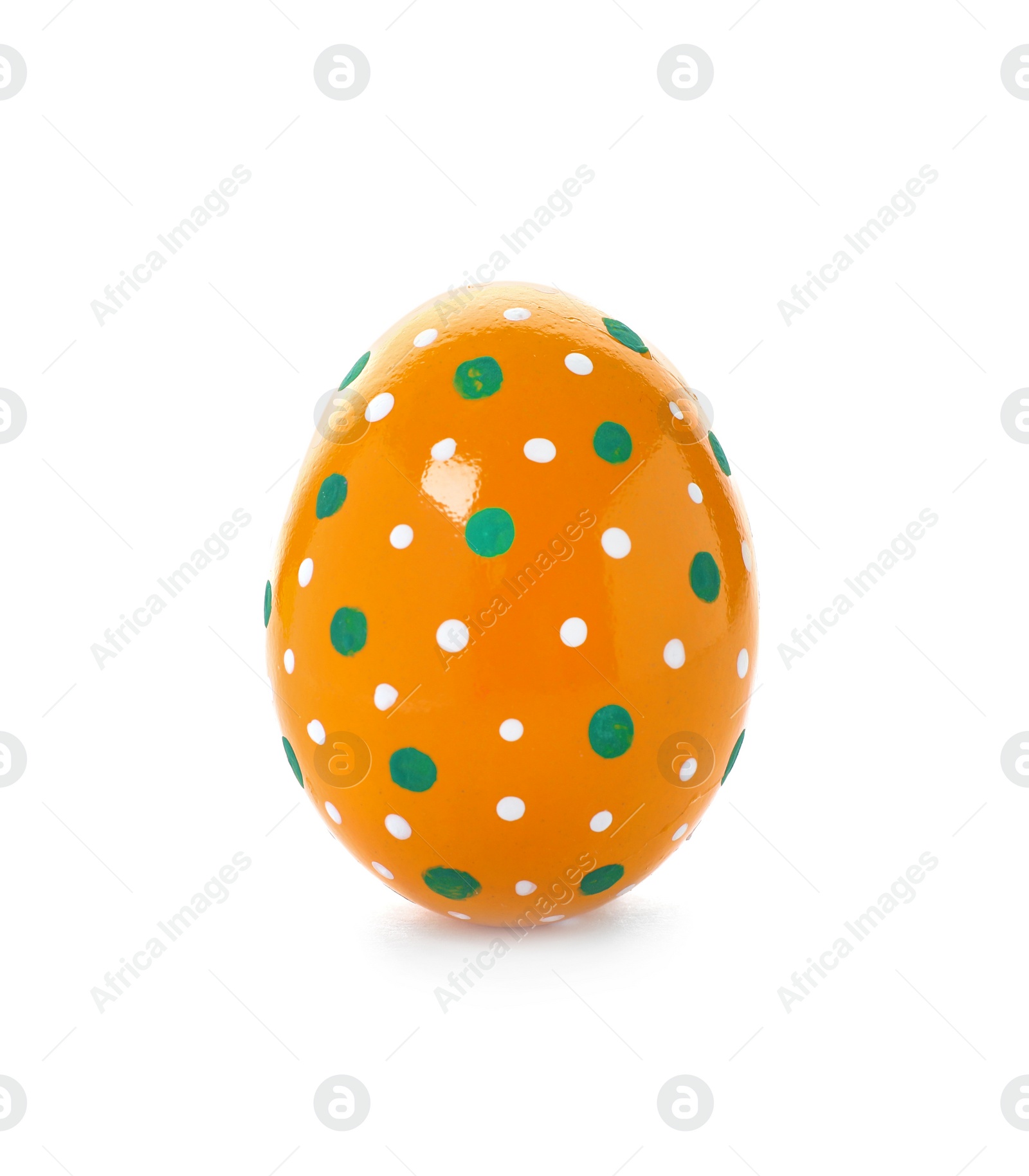 Photo of Decorated Easter egg on white background. Festive tradition