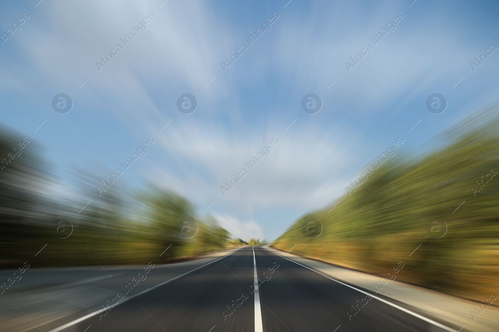 Image of Asphalt country road without transport, motion blur effect