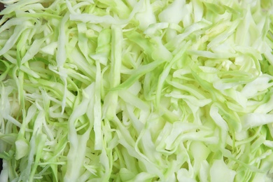 Texture of cut cabbage as background, closeup