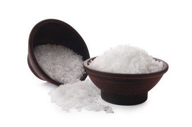 Photo of Natural salt in bowls isolated on white