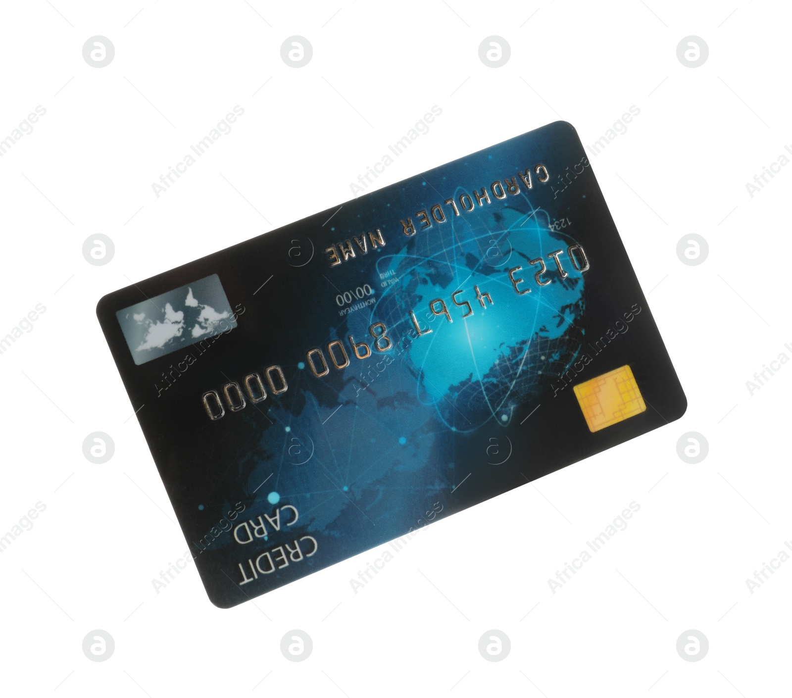 Photo of Blue plastic credit card isolated on white