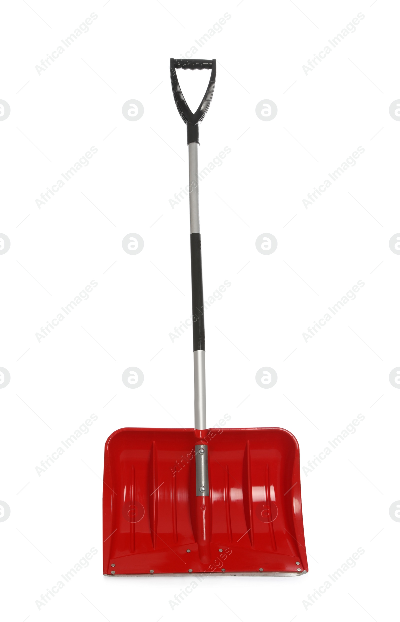 Photo of Red snow cleaning shovel isolated on white