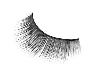 Photo of Fake eyelashes on white background. Makeup product