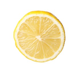 Photo of Citrus fruit. Sliced fresh ripe lemon isolated on white