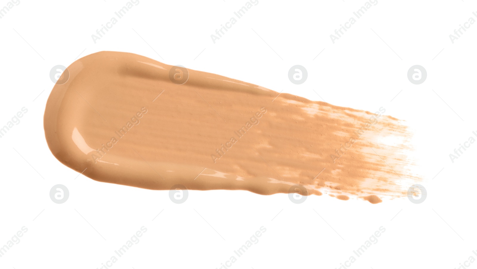 Photo of Smear of liquid skin foundation isolated on white, top view