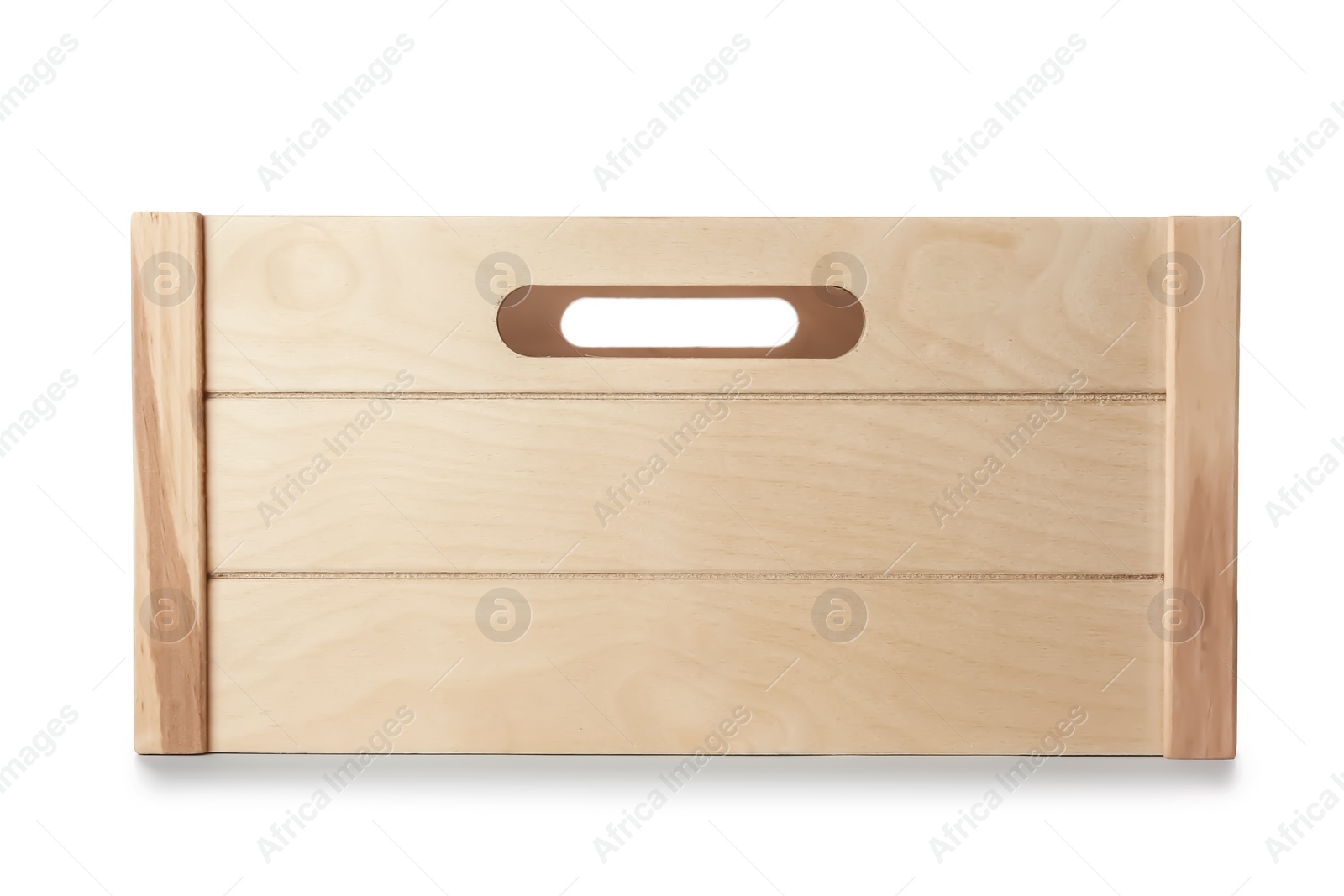 Photo of Wooden crate on white background. Shipping container