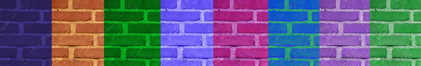 Image of Collage of brick wall textures in different colors