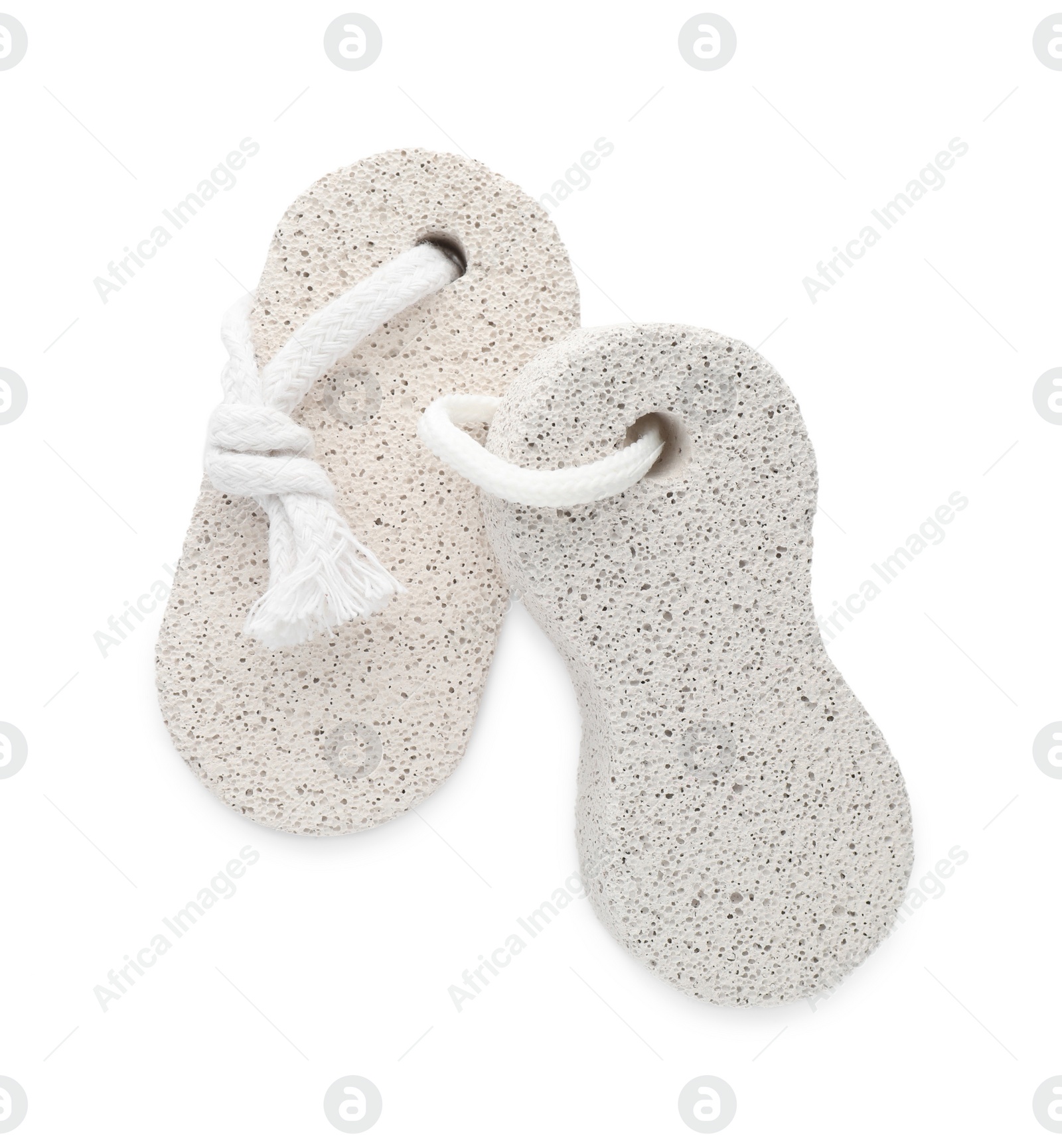 Photo of Pumice stones on white background, top view. Pedicure tool