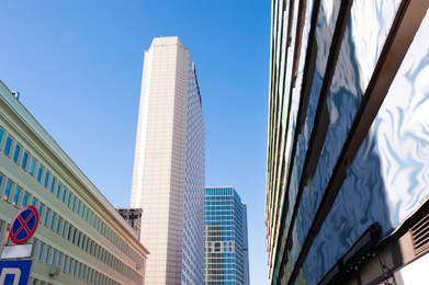 Beautiful view of modern buildings on sunny day