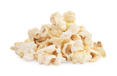 Fresh popcorn isolated on white. Tasty snack