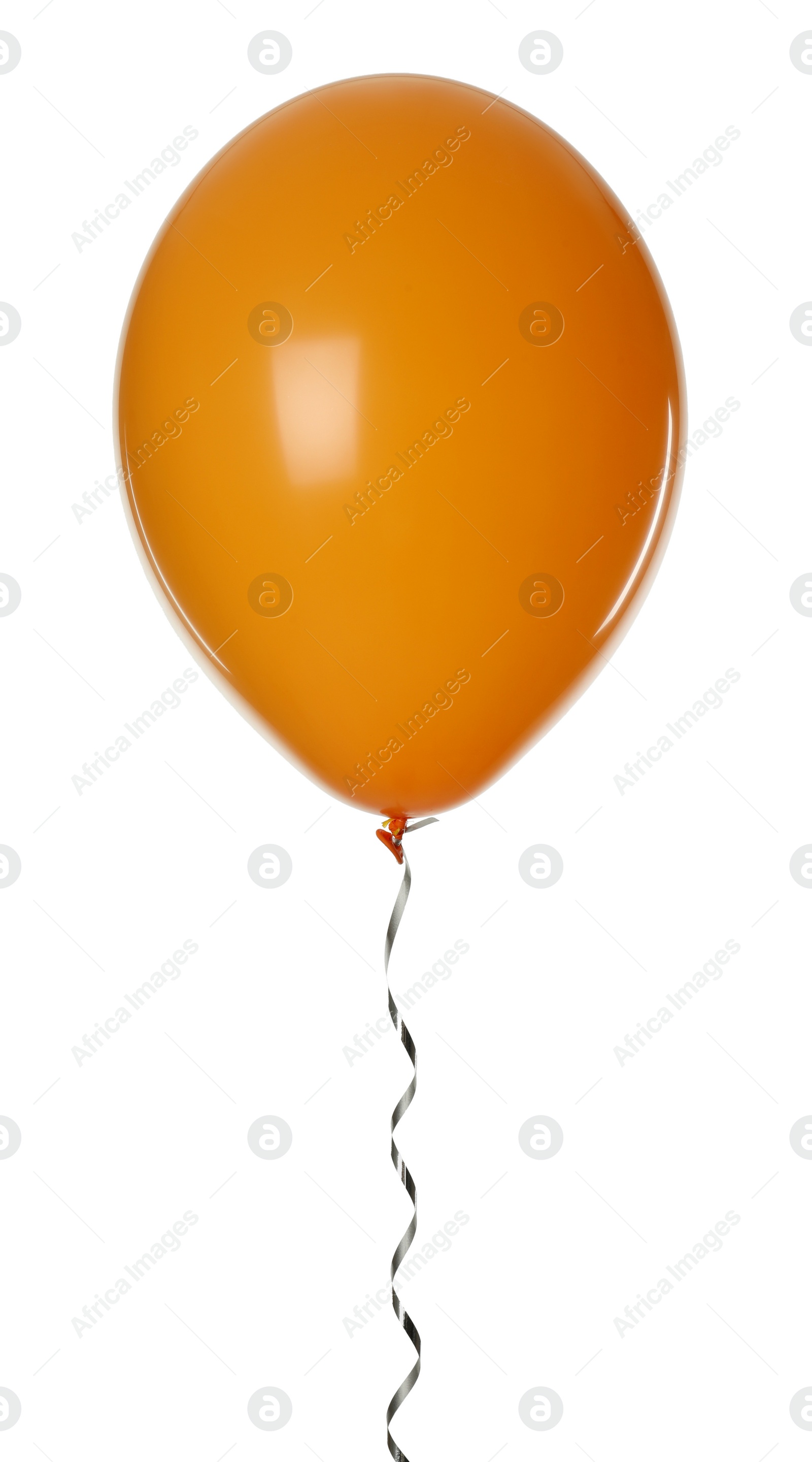 Photo of Orange balloon with ribbon isolated on white