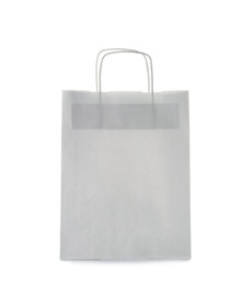 Mockup of paper shopping bag on white background