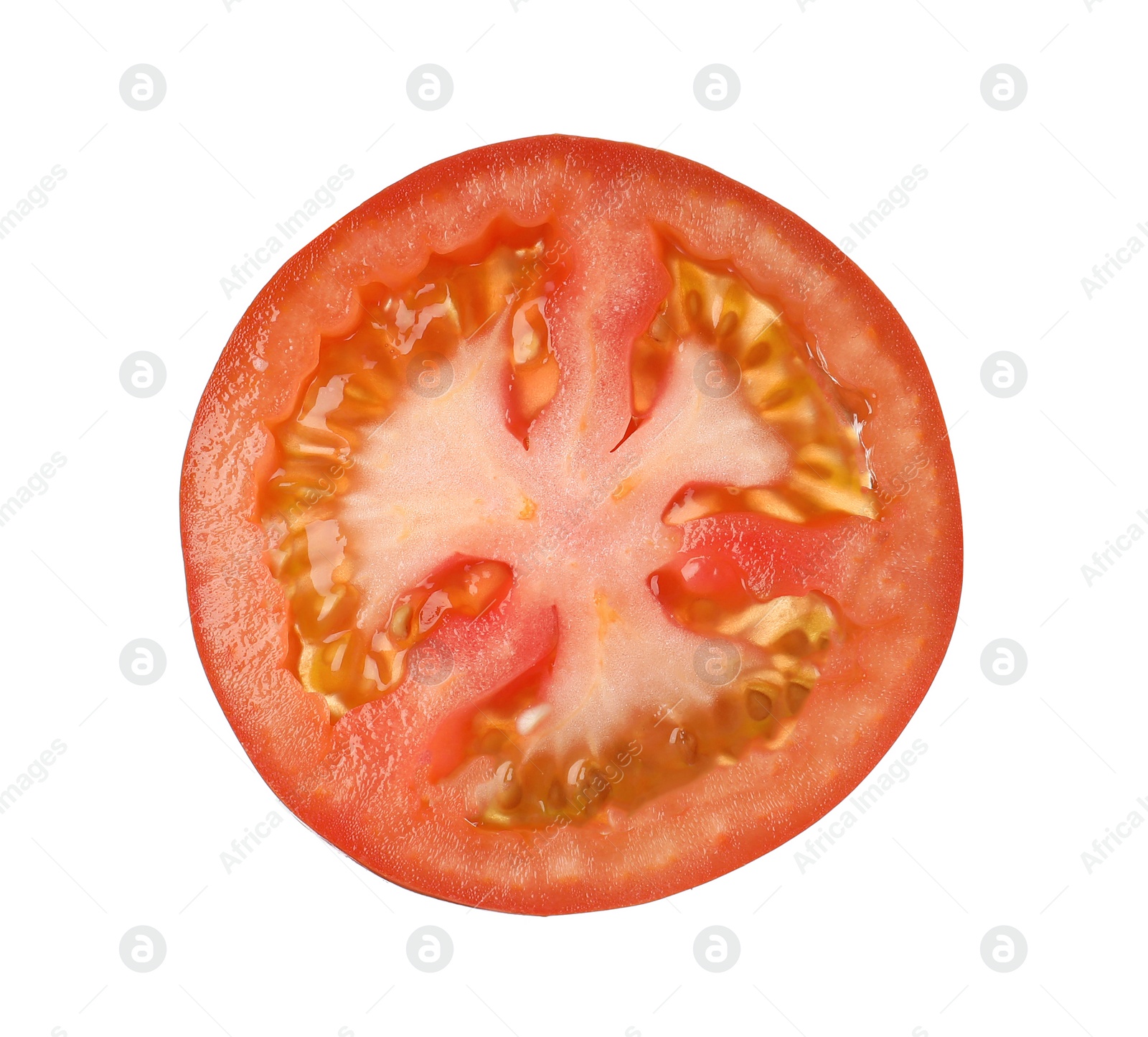 Photo of Slice of tomato for burger isolated on white