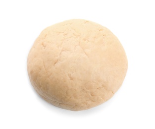 Photo of Fresh raw dough on white background