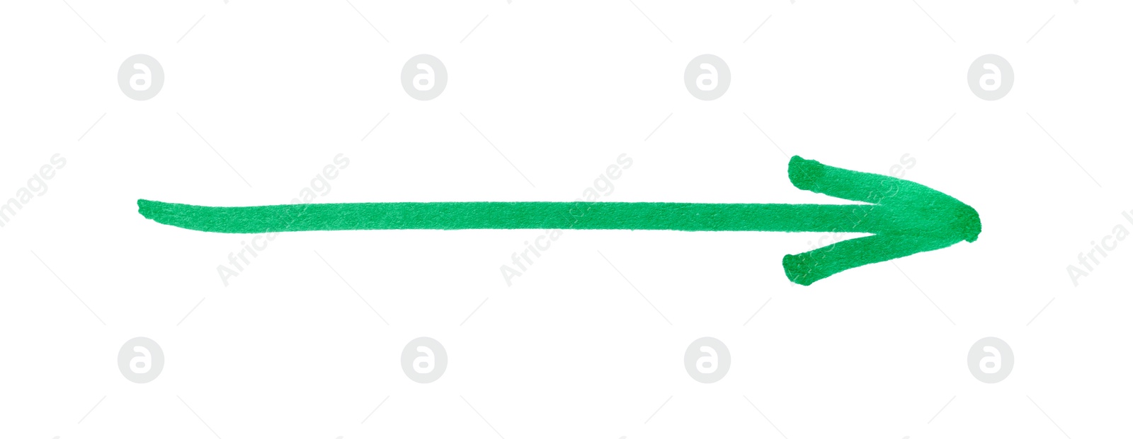 Photo of Arrow drawn with turquoise marker isolated on white, top view