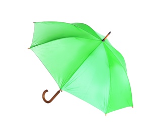 Photo of Beautiful open umbrella on white background