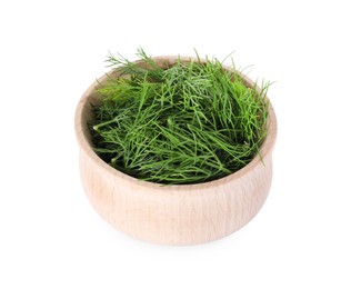 Photo of Bowl of fresh dill isolated on white