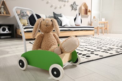 Photo of Toys in cute kids room, space for text