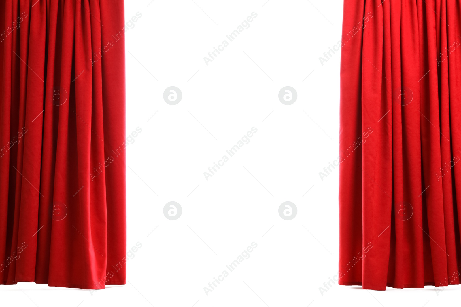 Photo of Beautiful bright red curtains isolated on white