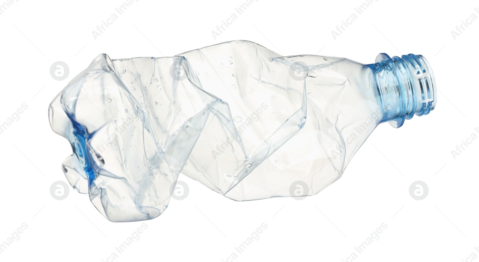 Photo of Crumpled disposable plastic bottle isolated on white