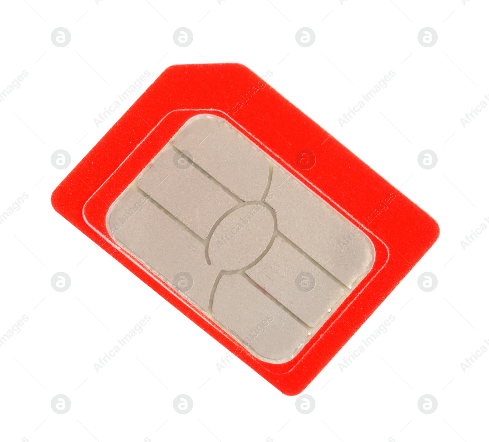 Photo of Modern red SIM card isolated on white