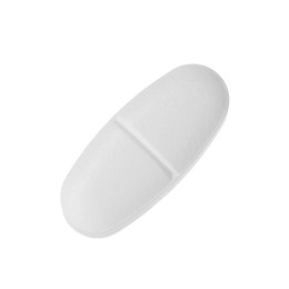 Photo of One vitamin pill isolated on white. Health supplement