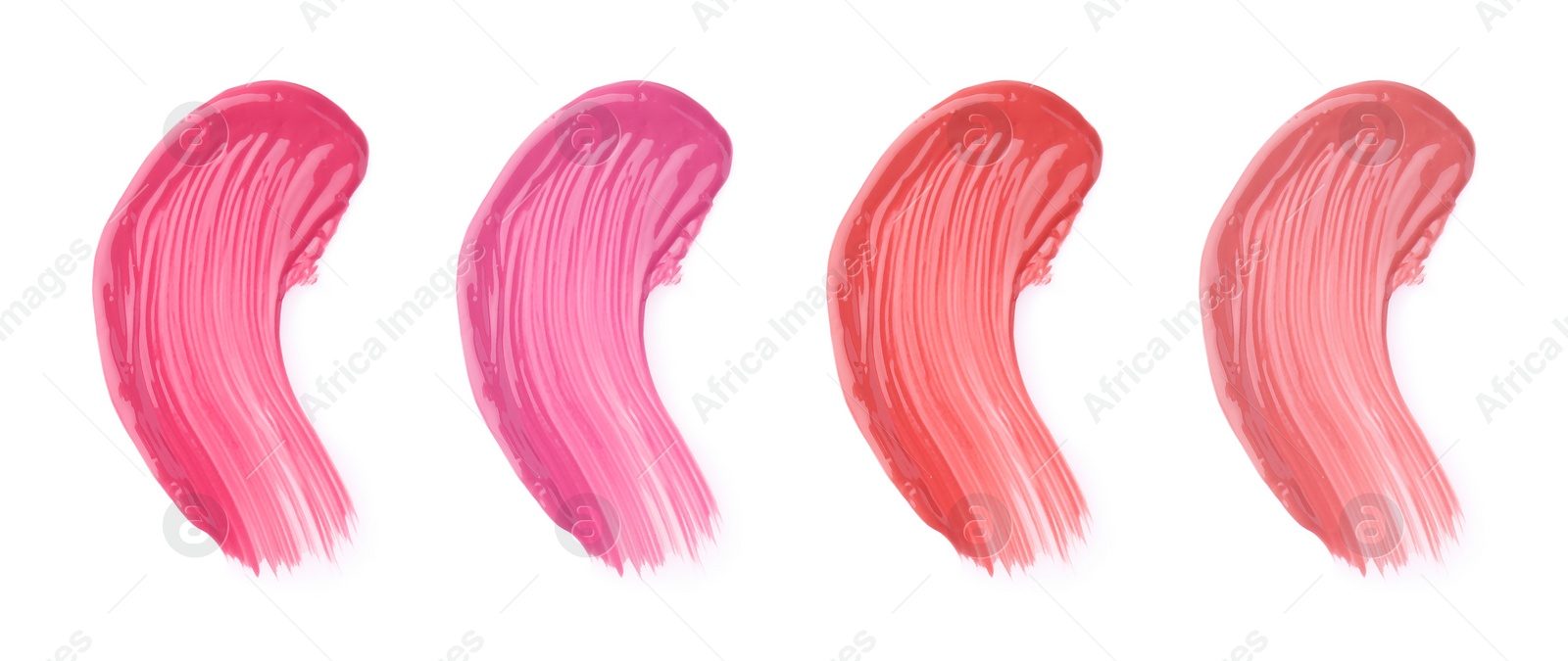 Image of Lip gloss in different colors. Set of smears