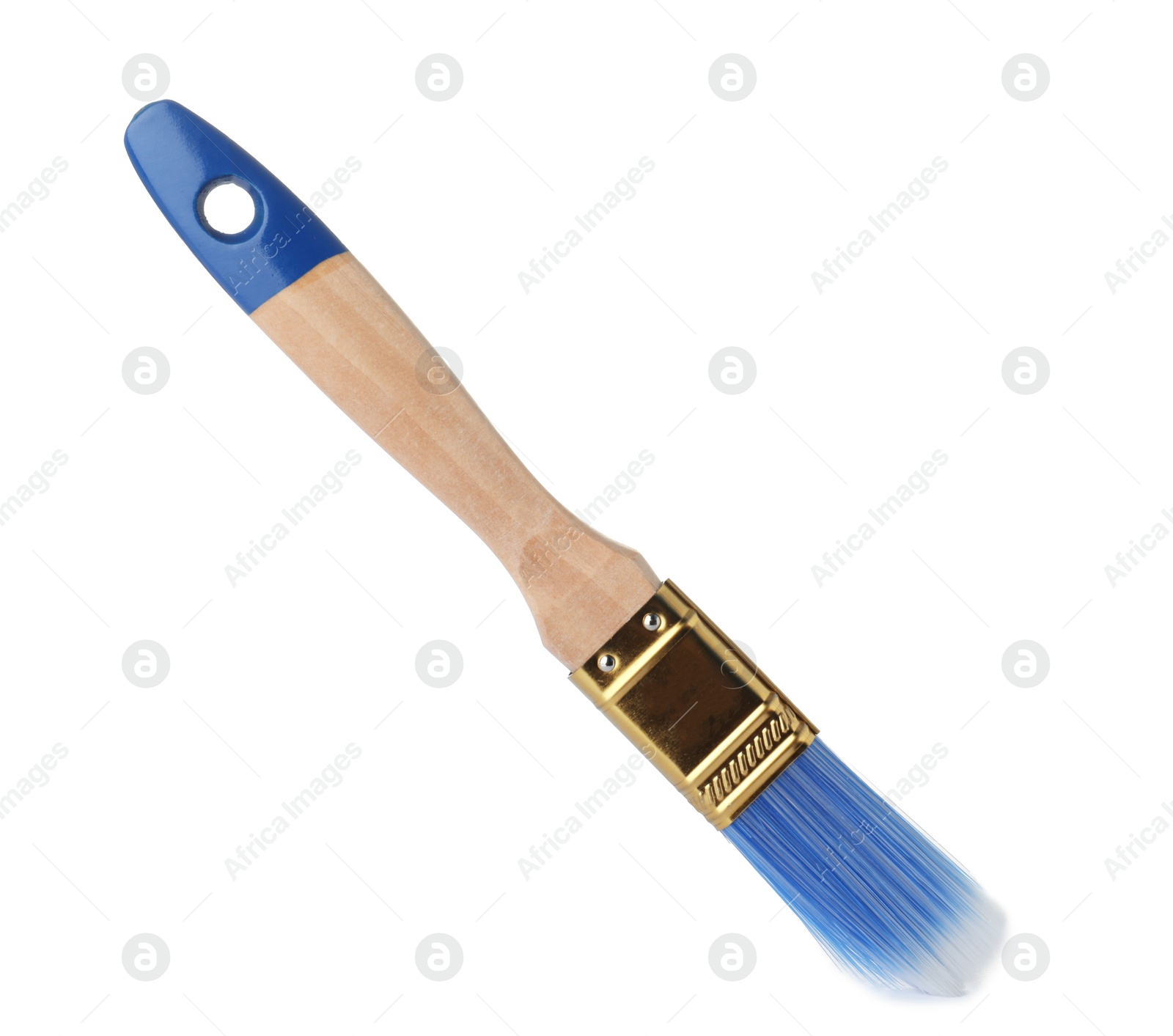 Photo of New paint brush on white background. Decorating tool