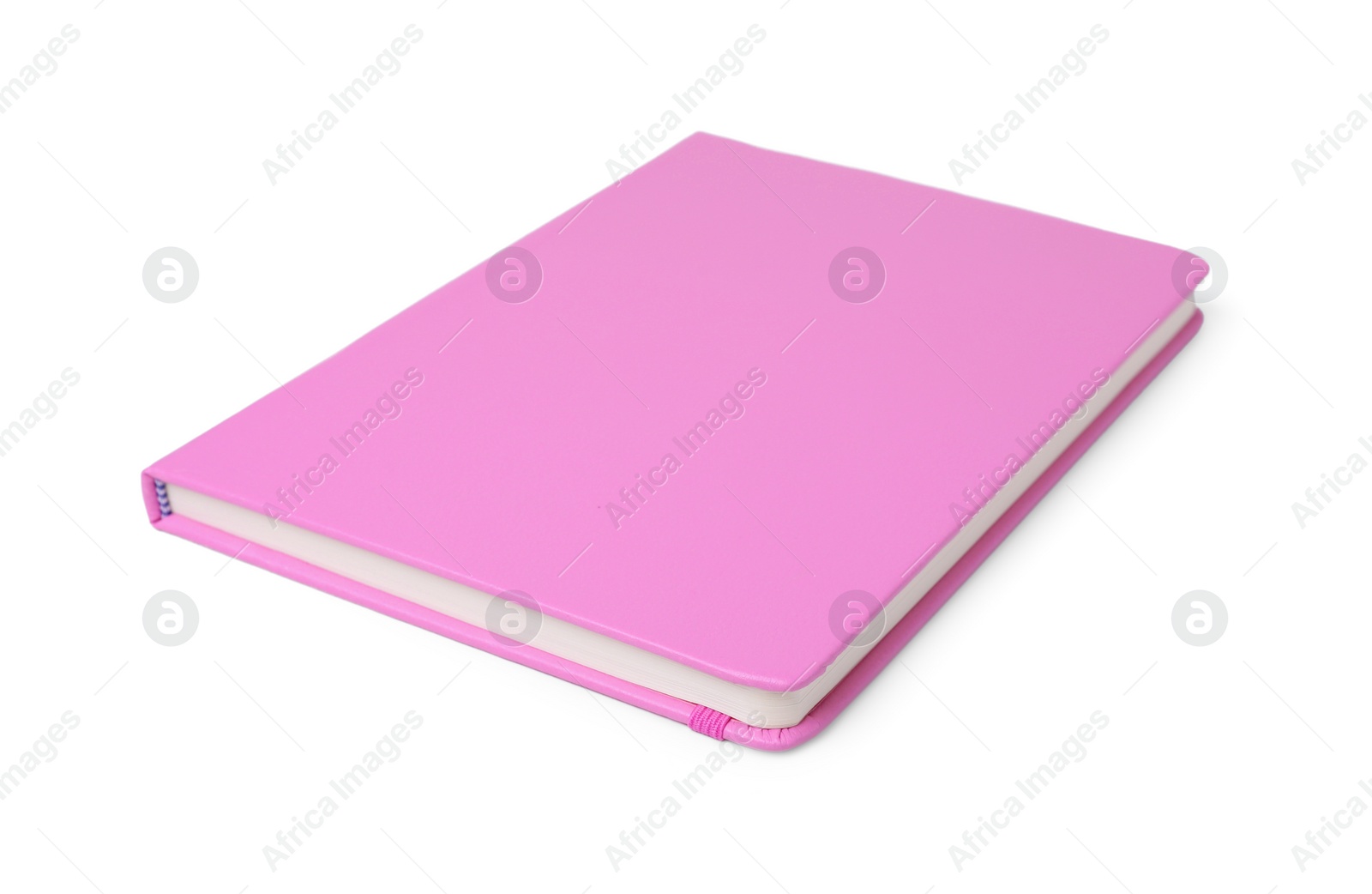 Photo of Closed pink office notebook isolated on white