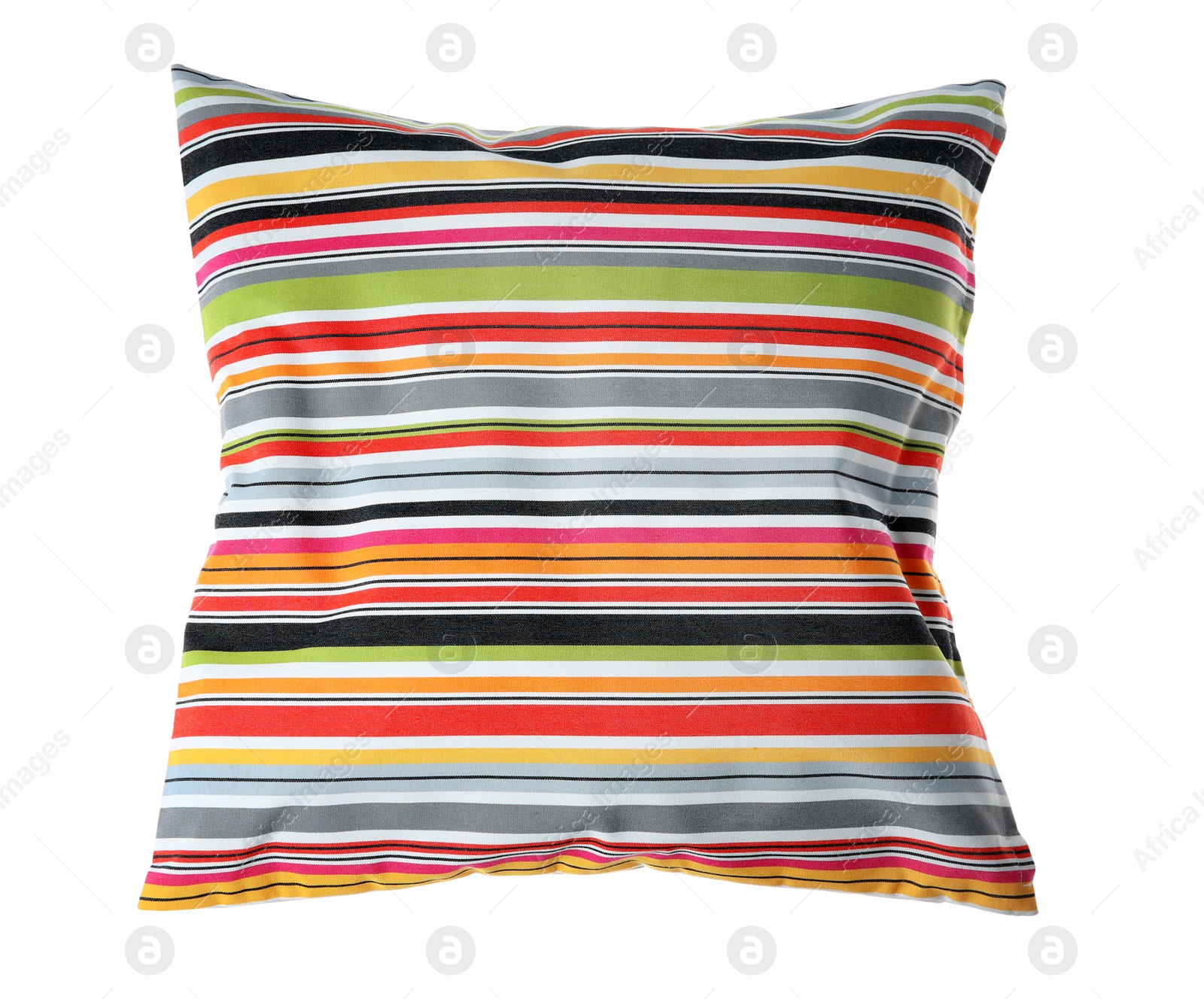 Photo of Soft decorative pillow on white background