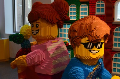 AMSTERDAM, NETHERLANDS - JULY 16, 2022: Human figures made with colorful Lego constructor indoors