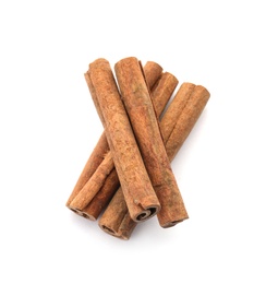 Photo of Aromatic cinnamon sticks on white background