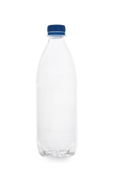 Photo of Empty bottle isolated on white. Plastic recycling